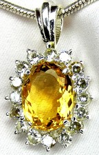 Citrin Bergkristall Anhänger 925 Silber prunkvolles, funkelndes Design NEU 