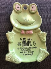 Vintage Potter Frosch Wandrelief Löffel Rest Küche Spruch Mid Century Retro 70's