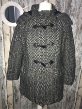 1. Ulla Popken Dufflecoat Struktur mit Muster Kapuze Knebelknöfe Wolle  Gr 44