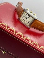 DEFEKT CARTIER TANK FRANCAISE GOLD /STAHL QUARTZ CHRONOGRAPH  BOX BOOKLET HERREN