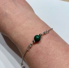 Ketten Armband 16-21cm Edelstein Malachit silber grün-schwarz Farbe echt Stein