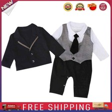 2 Stck. Niedlich Langarm Gentleman Strampler Freizeit Mantel Anzug Formelle Party Kleidung