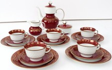 Kaffee Service Reichenbach Barock Porzellan DDR KobaltRot Gold Tee Service Ranke