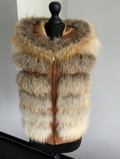 Damen Pelz Weste Luxus Echtfell mit Leder Fuchs Top Zustand