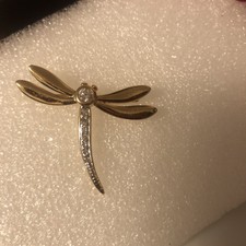 Anstecknadel Brosche Libelle Pierre Lang goldfarben mit Zirkonia