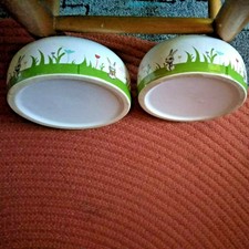 2 Keramik Futternäpfe mit Kaninchen Motiven groß formschön hygienisch 