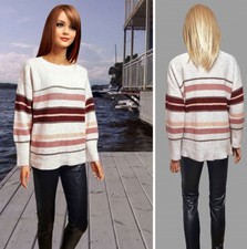 OASENPULLOVER GRÖSSE L ELFENBEIN MIX STRICK ACRYLMISCHUNG GESTREIFT ZUGESCHNITTEN LOSE PASSFORM #33