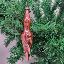 Vintage schöne rosa verdrehte Eiszapfen Weihnachtsdekoration Glasornament 