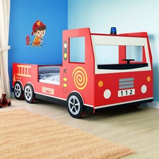 Kinderbett Autobett Jugend Bett Kinderzimmer Juniorbett Feuerwehrbett 200x90 rot