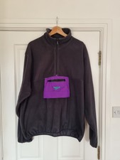 Reebok Half Zip Sweatshirt in schwarz Fleece UK Größe Large