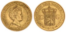 Niederlande 10 Gulden Gold 1912 Wilhelmina ss-vz/vz     79885
