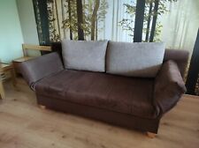 Schlafcouch Sofa Gäste Klappsofa mit Bettkasten Microfaser braun mit Kissen...