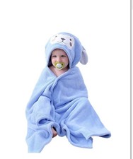 Badetuch Kinder Kapuze | Baby Handtuch Kapuze | (Blau, 70x140cm)Hase Design