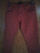 Damen Hose Jeans EMO1 BY EMONITE 42 Rot Mit Blumen Gebraucht