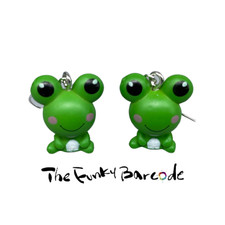 TFB-Funky Frog Dangle Ohrringe Tropfen Froggie Teich Wasser süß grün Animal 3d