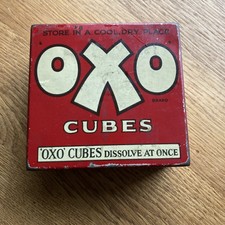 VINTAGE OXO WÜRFEL SAMMLER METALLDOSE MIT KLAPPDECKEL NUR KEINE RESERVE