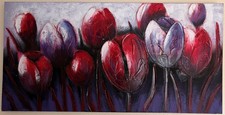 Bild Leinwand Wandbild Tulpen Natur gespachtelt Kunst Modern 120 x 60 cm 