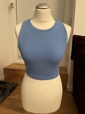 Zara: Basic Crop Top Hellblau Baumwolle Gr. M neu und ungetragen