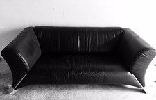 Rolf Benz 322  Design Sofa Benutzt mit Fehler Dreisitzer Leder Schwarz 
