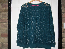 Exc Cond, Next Damen dunkelgrün offen gestrickt strukturiertes Pulloveroberteil, UK Größe 20