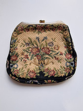 Vintage große Münzbörse Blumenmuster Wandteppich Stil Retro Metall Perlenverschluss