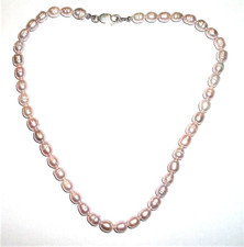 Schöne  Süßwasser-Perlen-Kette + Silber 925 -Verschluss ca. 44cm x 7x9mm