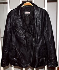 Damen Lederjacke Schwarz  Biker Art weiches Lamm Nappa Leder