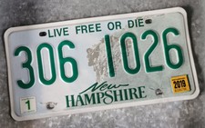 Kennzeichen License Plate United States USA New Hampshire ?? Live free or die