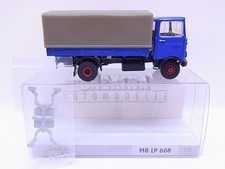 Brekina Mercedes-Benz LP 608 Lastwagen Plane blau Modellauto 1:87 OVP #84816