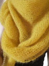 Goldene Herbst?️Damen Schal Mohair/Seide Stola Gelb Dreieckstuch