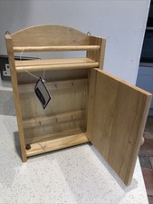 Neu Holzwand Hängeschlüsselbox Katzenmotiv 31cm hoch Klapptür 6 Haken