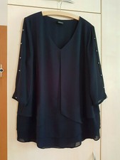 Bluse Chiffontunika select by Hermann Lange 46 blau marine exclusiv neuwertig