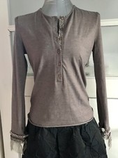 Schumacher Oberteil  mit Spitze - braun meliert, Gr. M