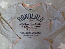 Vingino Langarm Shirt Gr. 12 146 152 grau mit großem Frontprint