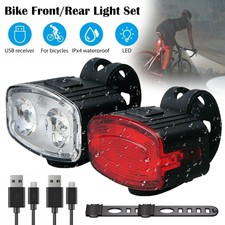  LED Fahrradlicht Set Fahrradbeleuchtung USB Scheinwerfer Vorne Hinten Lampe DE