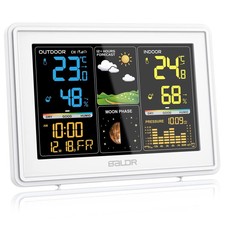 BALDR Funk Wetterstation Hygrometer Thermometer mit Außensensor Farbdisplay wei