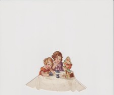 Tischkarte,Platzkarte,Tischaufsteller, alt,Mädchen,Blumen,Kuchen,