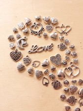 30 Teile Herz Schmuckset ♥ Anhänger Perlen Verbinder ♥ Basteln Charms Silber