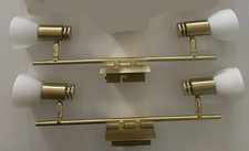 3x Lampe Spot Deckenleuchte 2-flammig E14/40W Metall Glas messing / alabast