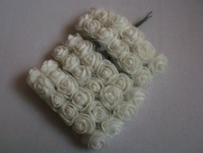 36 Mini Foam Rosen im Tüllmantel creme elfenbein Basteln Deko Hochzeit 