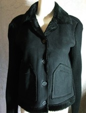 GINA BENOTTI  SCHWARZ STRICK WASCHLEDER PELZ WEICHE TUNIKA PULLOVER Gr. 36 38 40