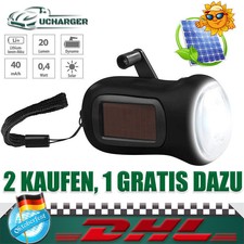 Solar LED Taschenlampe Wiederaufladbare Handkurbel Dynamo Camping Notfalllampe