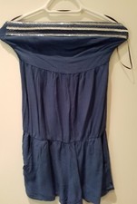  Jumpsuit Overall ,blau,kurz und 1 Top mit Palietten (Schmetterling )beige ,Gr.S