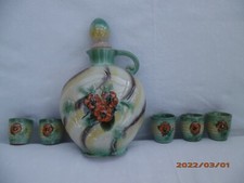 Alte Karaffe Likörflasche Stöpsel Krug mit 5 Stamperl VINTAGE 50/60er Sammler