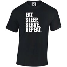 Eat Sleep dienen wiederholen Tennis Badminton Kellner! Geschenk T-Shirt Erwachsene Kinder Farben