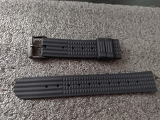 20mm Waffel Uhrenarmband Vintage Diver Waffle Strap Silikon Waffellook schwarz