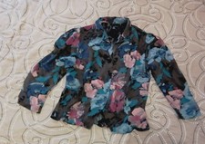 Vintage Bluse weich Großblumig leichte 7/8 Puffärmel Gr.38