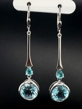 *SCHMUCKJAGD* OHRHÄNGER 925/- SILBER RHODINIERT MIT BLAUTOPAS & APATIT 