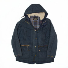 Barbour Kelsall Wachsjacke blau mit Kapuze Parka Damen L
