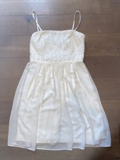 Vila Kleid Chiffon doppellagig creme Spitze Bandeau Gr. 38 top Zustand